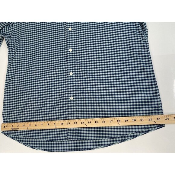 Faherty Stretch Oxford Shirt Mens XL Ocean Teal Gingham Button Down Casual Check - Picture 13 of 16